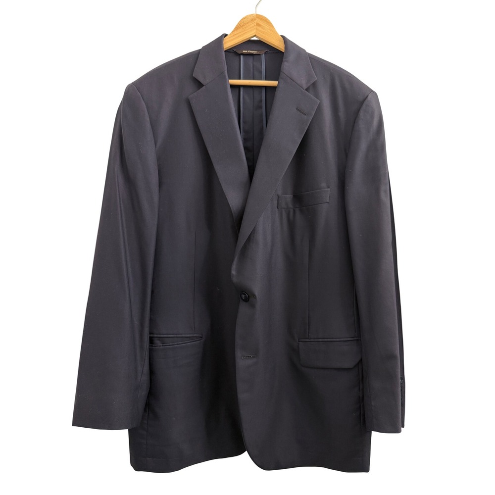 Paul Stuart Mens Navy Blue Super 150s Wool Blazer Jacket 46 Semi Tall Long Italy